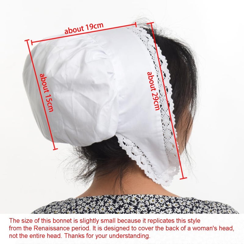 GRACEART Peasant Amish Hat Prairie Cap Women Girls Pioneer Colonial Bonnet 100% Cotton - Image 3